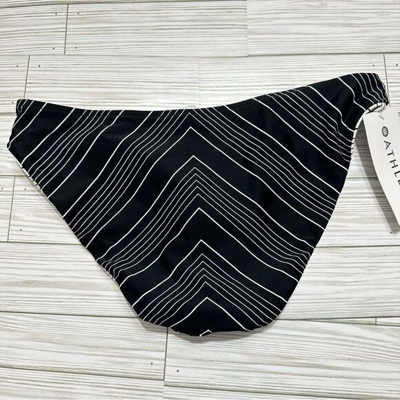 ATHLETA CHEVRON RIVERSIBLE BIKINI BOTTOM LARGE‎ NWT BLACK WHITE UPF 50+ - Picture 2 of 8